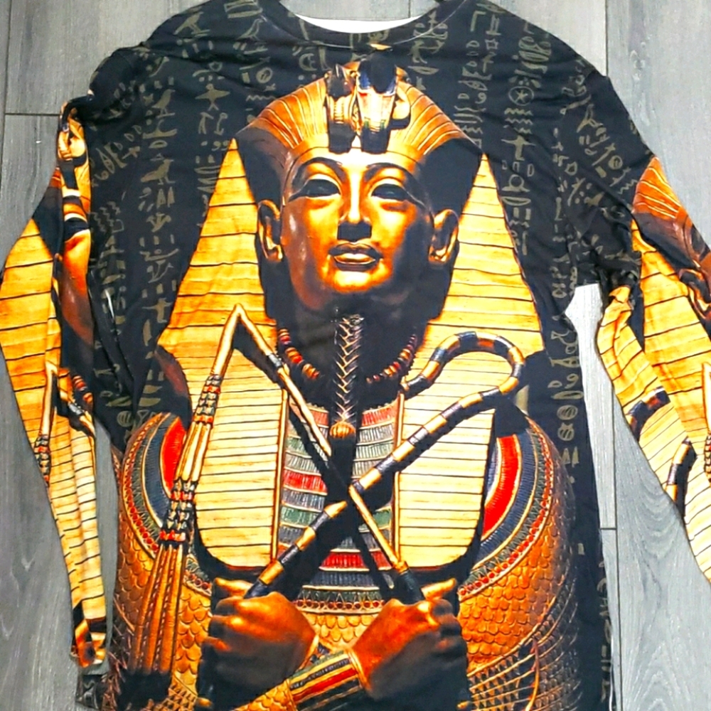 Graphic Egyptian Pharoah Black Casual Sweater